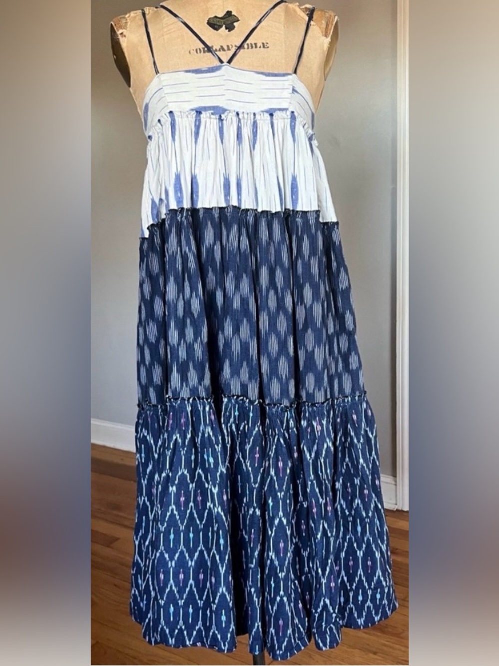 Free People Sweet Summer Blue White Cotton Dress S - Picture 2 of 16